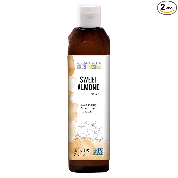 Aura Cacia Natural Skin Care Oil Sweet Almond | 16 Fl Oz (Pack of 2)