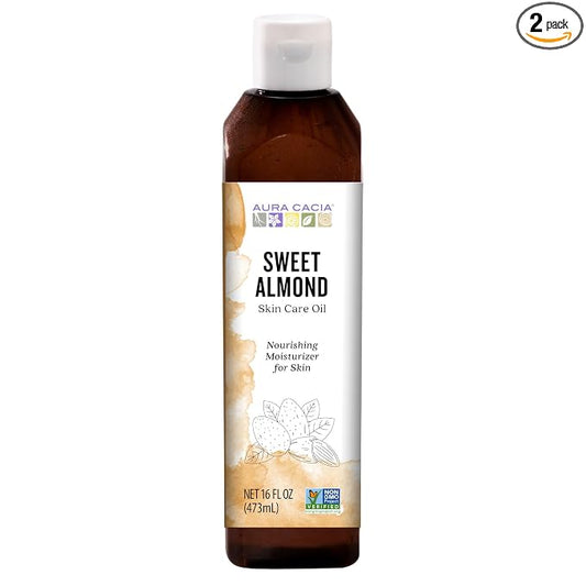 Aura Cacia Natural Skin Care Oil Sweet Almond | 16 Fl Oz (Pack of 2)