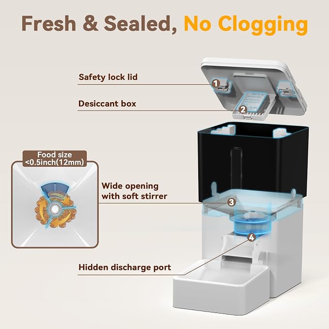UTCG Automatic Dog Feeder with Camera: 8L/33 Cups 5G WiFi | Timed Food Dispenser for Medium Dogs, 1080P HD Night Vision, Video Recording, 2-Way Audio, APP Control