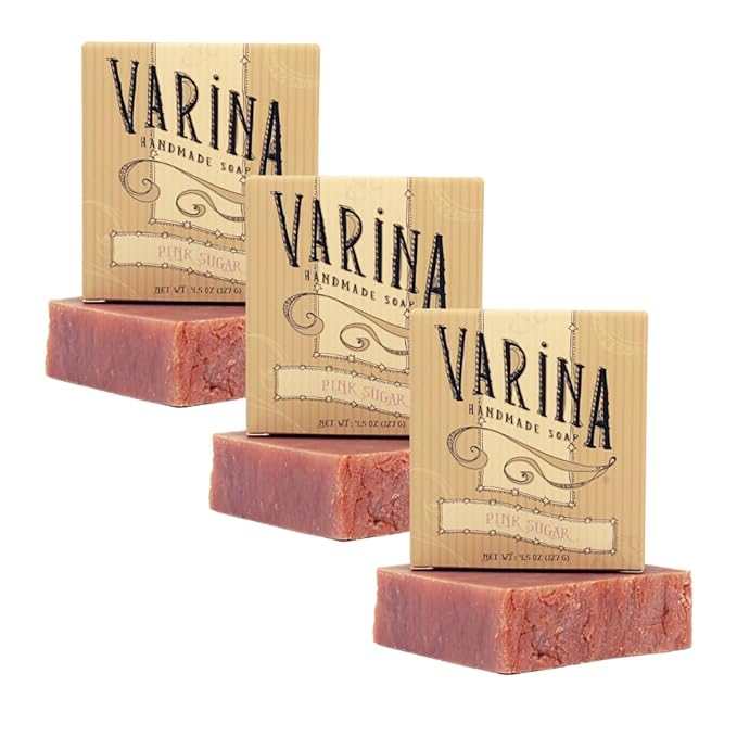 Natural Pink Sugar Bar Soap - Gentle Cleansing for Sensitive Skin, Floral - 3 Pack