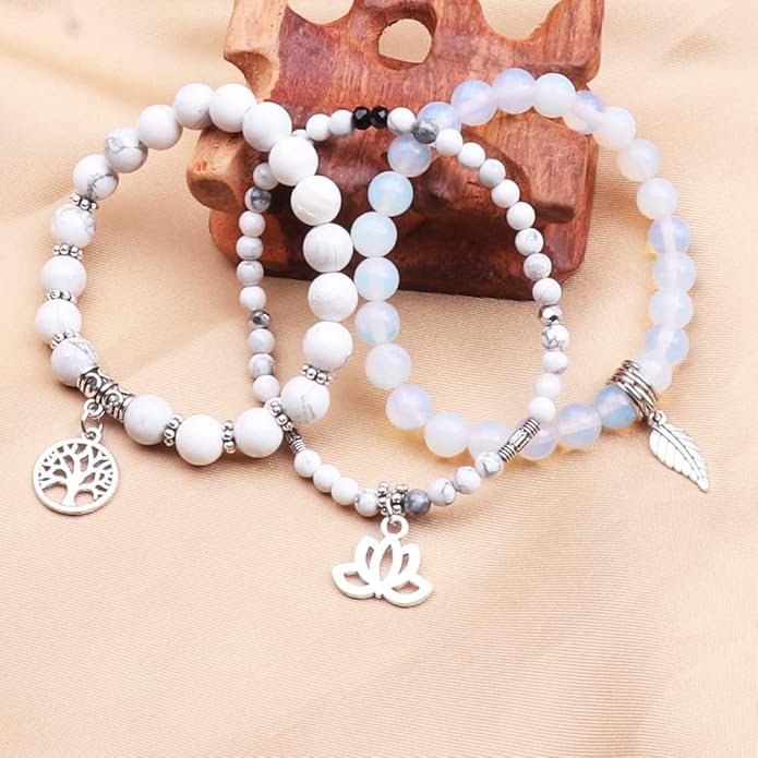 UEUC Tree of Life Yoga Healing Stone Bracelets,Multilayer Lotus Chakra Stone Reiki Bracelet Sets,Anxiety Crystal Natural Stone,for Women Stress Relief