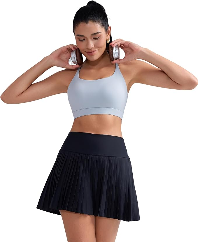 RUNNING GIRL Sports Bras for Women,Light Impact Molded Cup Strap Sports Bra with Sewn in Pads,Best for A-C Cup