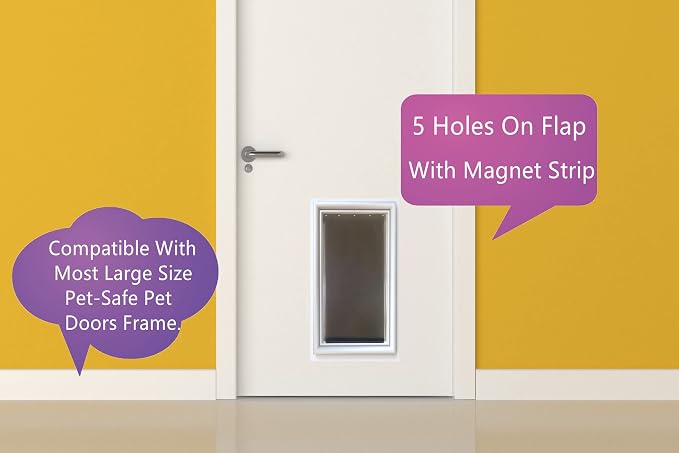 Large Dog Door Replacement Flap Compatible with PetSafe Freedom Pet Door PAC11-11039,Weather Resistant Materials,Measures 10 1/8" x 16 7/8"