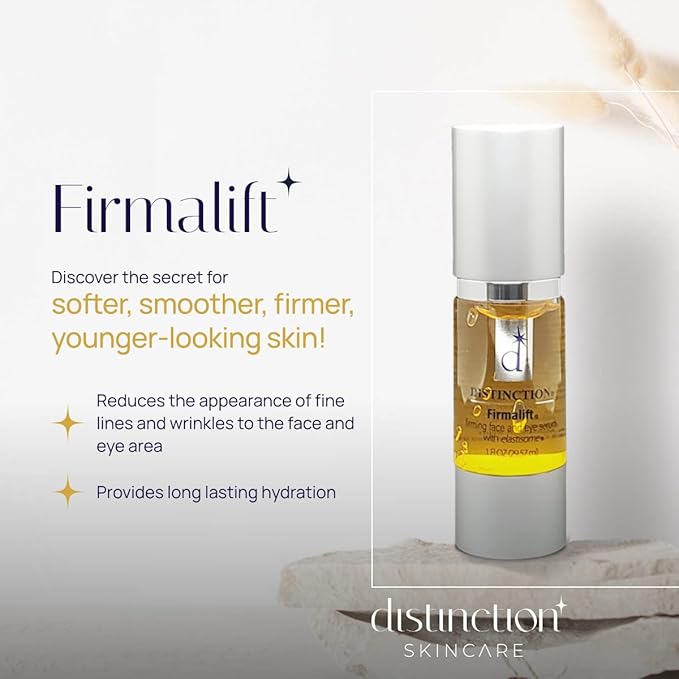 Distinction Firmalift Face & Eye Serum with Collagen & Elastisome – Anti Aging Hydrating Serum – Helps Smooth Fine Lines, Firm & Refresh Skin – Lightweight Daily Formula - 1 Fl Oz