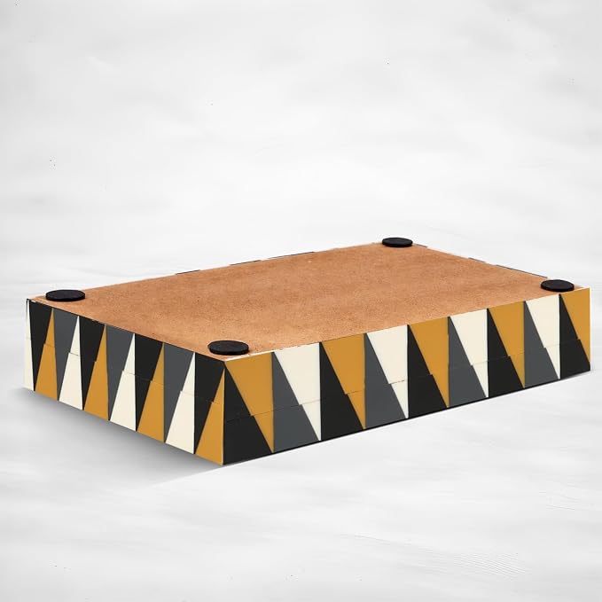 Handicrafts Home Large Decorative Storage Box with Lid, Coffee Table Storage Box, Decorative Remote Control Holder, Keepsake Storage Box for Living Room & Shelf Decor, Puzzle Guild 12 x 6 x 2