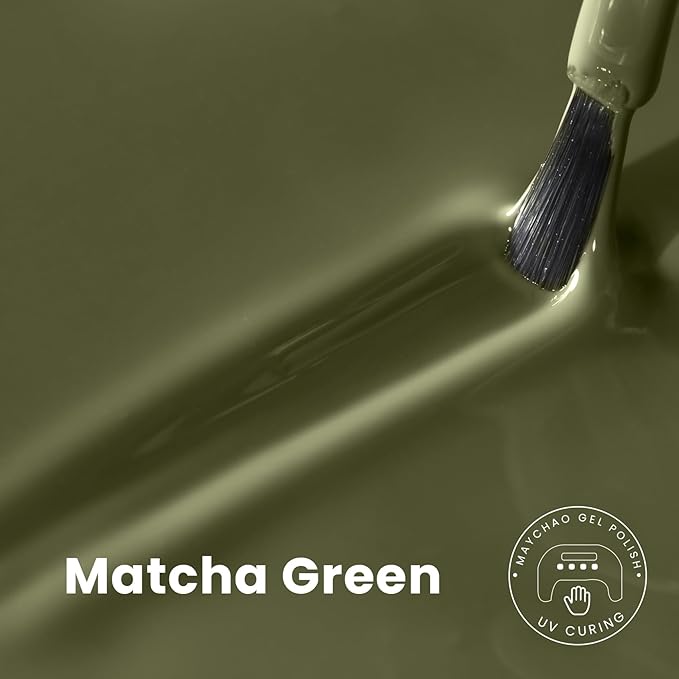 MAYCHAO 15ML Christmas Green Gel Nail Polish 1Pc Matcha Green Gel Polish Soak Off UV LED Nail Polish Nail Art Starter Manicure Salon DIY at Home, 0.5 OZ