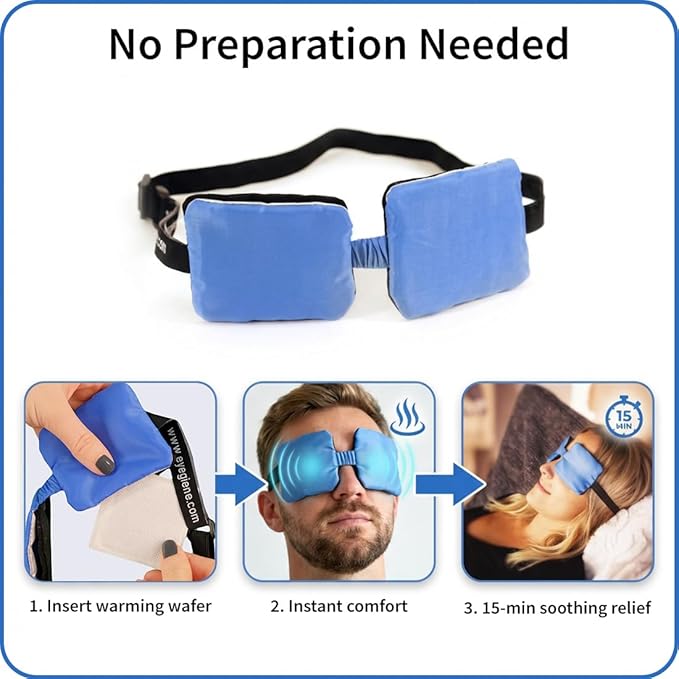 EyeGiene Insta-Warmth System Eye Mask with 10 Pairs of Warming Wafers, Heated Dry Eye Mask, Multi-Use Heat Treatment for Dryness, Fatigue, Styes, Blepharitis, Medical Device, Travel Accessories