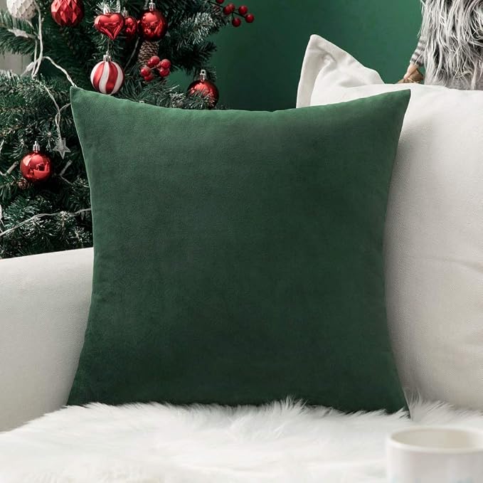 MIULEE 24x24 Inch Euro Velvet Throw Pillow Cover Set of 1 Army Green | Soft Luxury Decorative Throw Pillow Cover, Single Cushion Case, Home Decor for Chair Couch Sofa Bedroom Car Bed