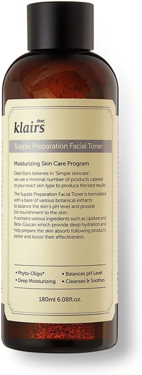 DearKlairs Supple Preparation Facial Toner- Balace pH Level, Deep Moisturizer, Korean Skin Care, Hydrating, Vegan Friendly 6.08 Fl Oz