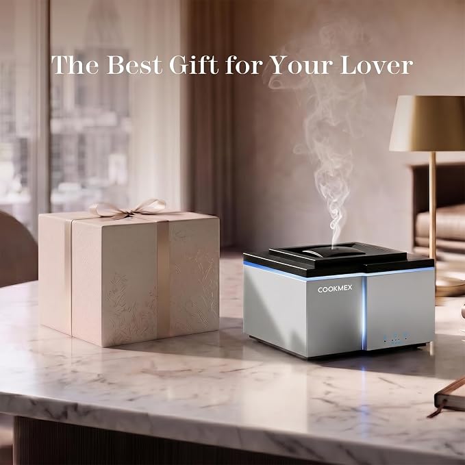 All Day Long-Lasting Aromatherapy, 500ML Large Aromatherapy Diffuser: Ultrasonic Cool Mist Humidifier, Remote Control, 7 Color Lights, Timer, Auto-Off for Home/Bedroom/Yoga (Silver)