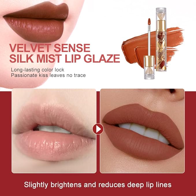 Velvet Matte Lip Stain – Long Lasting Waterproof Liquid Lipstick, Transfer-Proof Lightweight Lip Gloss, Non-Sticky Soft Matte Lip Tint with High Pigment, Smudge-Proof Lip Stain for All-Day Wear #87A