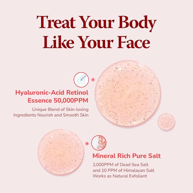 HIMALAYA PINKSALT Daily Scrub Body Wash Love Edition Gift Set – Exfoliating Body Scrub with Himalayan Pink Salt, Hyaluronic Acid & Retinol, Moisturizing Shower Gel, 14.4oz x2
