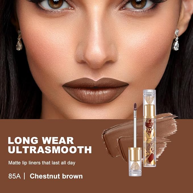 Matte Velvet Lip Stain, Long-Lasting Lip Tint, Waterproof Non-Sticky Lip Color, Transfer-Proof Smudge-Proof Lip Stain, Cloud-Like Soft Blurring Texture with Misty Velvet Finish, Chestnut Brown-85A