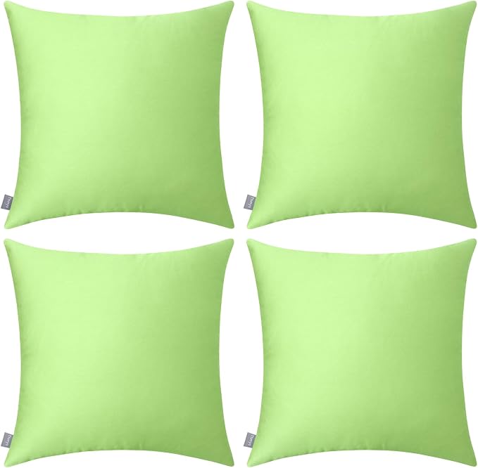 Thmyo 4-Pack 100% Cotton Comfortable Solid Decorative Throw Pillow Case, Square Cushion Cover Pillowcase Sublimation Blank Pillow Covers DIY Throw Pillowcase for Sofa(18x18 inch/ 45x45cm,Pea Green)