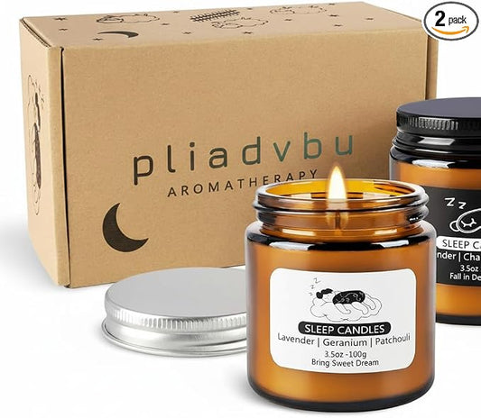 2 Pack Scented Candles Set|7 oz.Sleep Sweet Dream with Lavender,Geranium and Patchouli, Deep Sleep with Lavender,Chamomile Aromatherapy Candle,Long Lasting Time,Perfect Home Gifts for Men,Women | Lavender, Chamomile & Ylang-Ylang Natural Scented Candle...