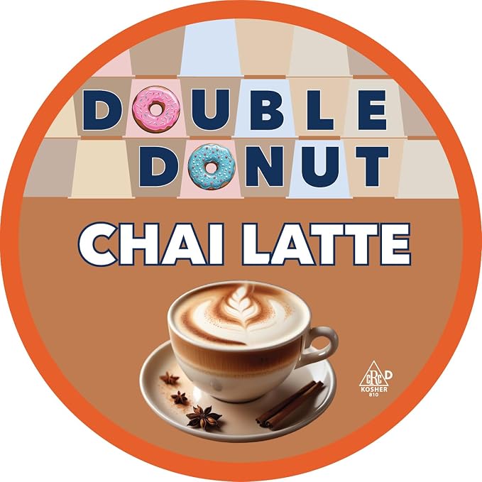 Double Donut Coffee Chai Latte Pods – Spiced & Creamy Chai Tea Latte – Notes of Cinnamon, Cardamom, Cloves & Ginger, Compatible with Keurig Brewers, 20 Count