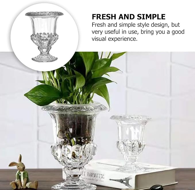 Glass Votive Holder 2 Pcs Glass Vase Ceramic Decor Tabletop Plant Stand Floor Vases Clear Vase for Flowers Home Ornament Transparent Household Flower Planter Air