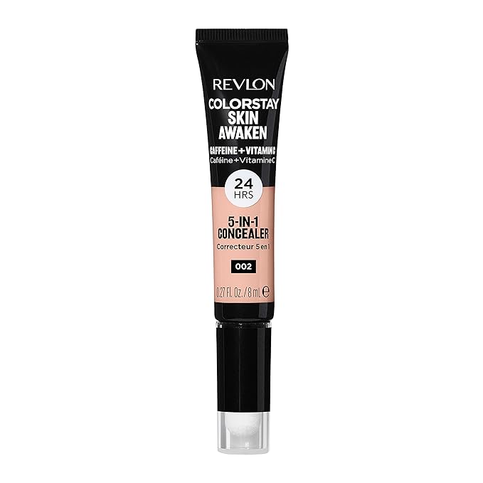 Revlon ColorStay Skin Awaken 5-in-1 Concealer, Lightweight, Creamy Longlasting Face Makeup with Caffeine & Vitamin C, For Imperfections, Dark Circles & Redness, 002 Universal Brightener, 0.27 Fl Oz