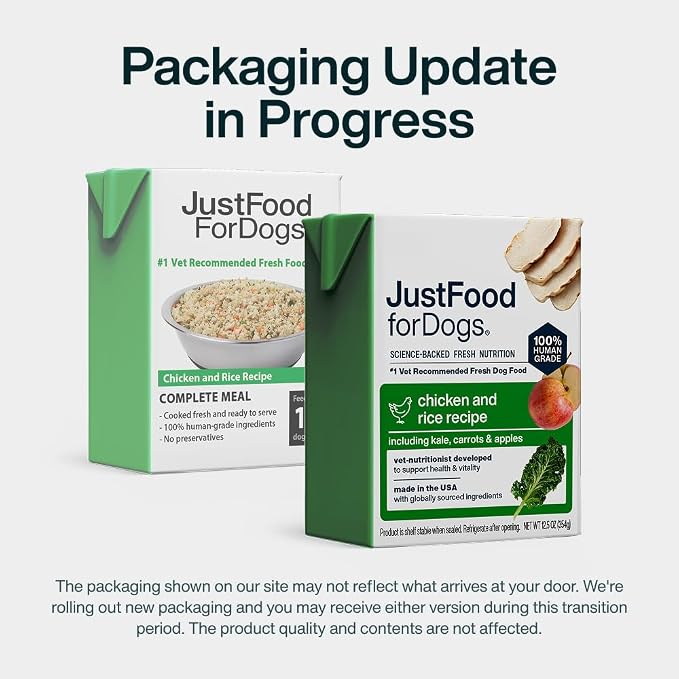 JustFoodForDogs Pantry Fresh Wet Dog Food, Complete Meal or Dog Food Topper, Chicken & White Rice Human Grade Dog Food Recipe - 12.5 oz (Pack of 12) | Fresh Pet Meal or Fresh Dog Food Topper, Human Grade Recipe Made With Whole Foods, Preservative-Free,...