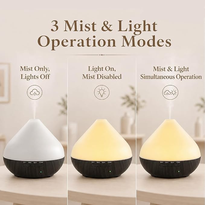 Essential Oil Diffuser 550ML Large Capacity with Remote for Home | Auto-off Functuon,Remote Control,7 LED Color Light,Timer Setting for Large Room Living Room Office Bedroom