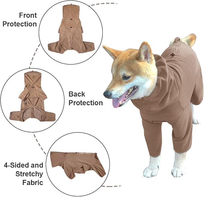 Dog Pajamas for Large Dogs,Extra Large Stretch, Suitable for Adult, Medium-Sized Dogs, Large Pet Jumpsuit Four-Legged Dog Clothes, Pet Clothing. (Coffee Color, 3XL)
