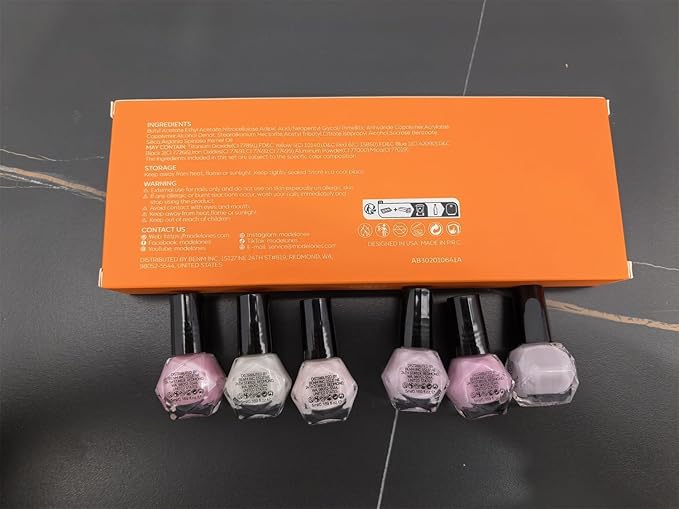 modelones Nail Polish Set 6 Colors, Pearl Pink Grey Beige Mini Quick Dry Nail Lacquer Kit, Bubble Bath Shimmer Pearlescent DIY Home Salon Nail Art Manicure Gift for Women Girls