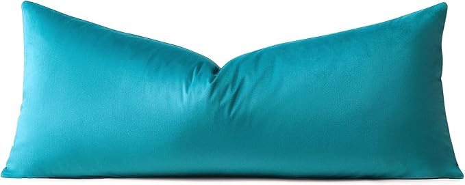 Artscope Luxury Velvet Lumbar Pillow Cover Super Soft Decorative Rectangle Pillowcases Soft Solid Cushion Cases for Couch Sofa Bedroom Car Decor 14x36 Inch Teal