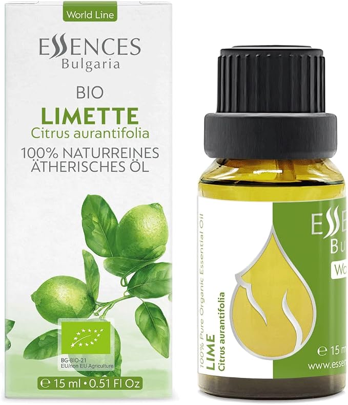 Essences Bulgaria Organic Lime Essential Oil 0.51 Fl Oz 15ml Citrus aurantifolia - 100% Pure Natural Undiluted Therapeutic Grade for Aromatherapy Oil Diffuser Humidifier Hair Growth Skin Care Oil