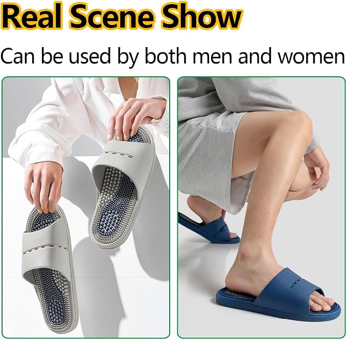 Acupressure Massage Slippers Acupressure Foot Massager Shoes Reflexology Sandals Gift for Men Women Reduce Feet Neuropathy Pain Relief and Tension (Blue2,US Women 9.5-10/ Men -8.5)