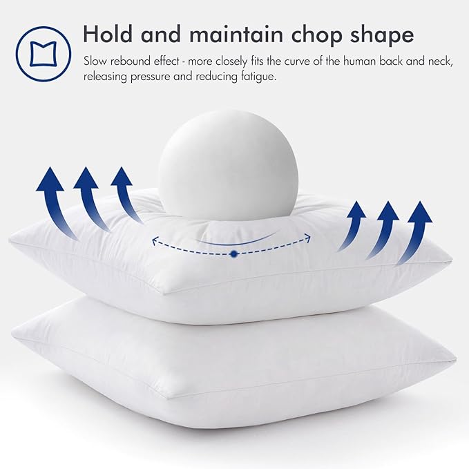MIULEE 26x26 Euro Pillow Inserts, Set of 2 Feather Down Throw Pillows | Choppable and No Smell, Double-Layer Down-Proof Cotton Cover, Decorative Pillows for Couch Sofa and Bed