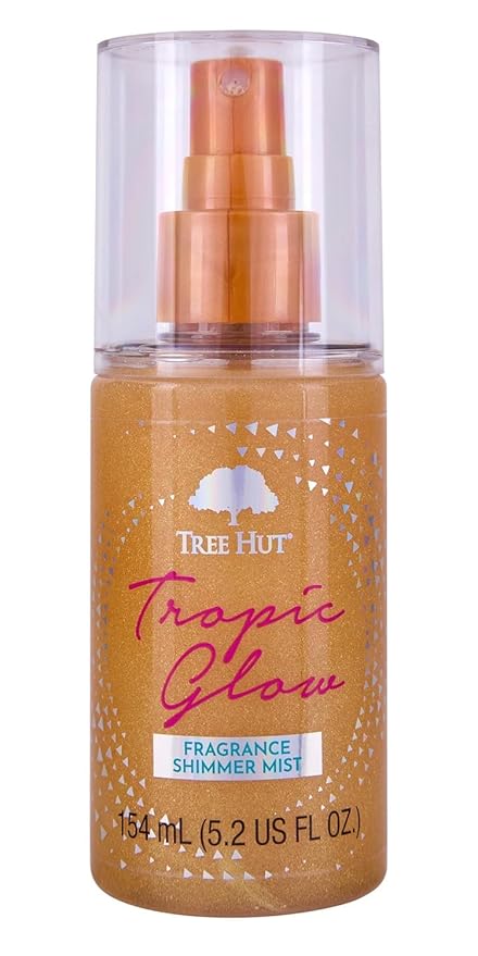 Tree Hut Tropic Glow Hair & Body Mist, Hydrating & Alcohol-Free, Light Shimmer Body Spray with Almond, Golden Amber, and Sandalwood Notes, Alcohol-Free Formula, 5.2 Fl Oz.