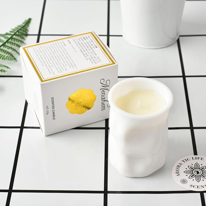 Scented Candle Chakra Ceramic Cup Shape,300G Aroma Soy Wax Greek Aesthetic Prayer Decorative Candle for Table Photo Prop,Prefect Gift for Meditation Stress Relief Mood Boosting Bath Yoga