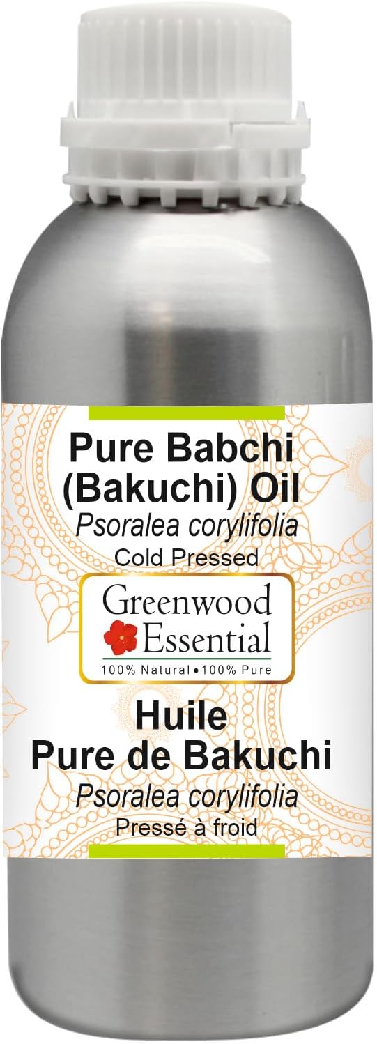 Greenwood Essential Babchi (Bakuchi) Oil (Psoralea corylifolia) | Cold Pressed | Natural | Undiluted | For Diluting Essential Oils | For Skin & Massage | Men & Women | 300ml (10 oz)