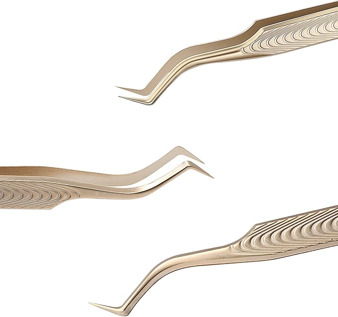 Ms.Queen Lash Tweezers for Eyelash Extension-Professional Lashing Tweezers for Mega Volume Mink Eyelashes Extensions Applying,S-Curved
