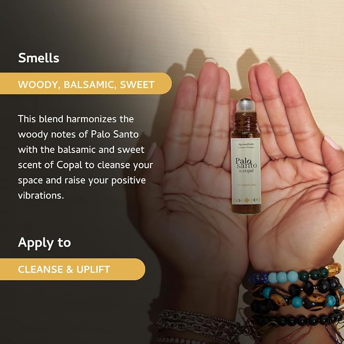 Palo Santo & Copal Essential Oil Roll-On by Aromafume | 1 x 10ml / 0.33 fl oz | Aromatherapy Oils | Natural Roll On Perfume | Spiritual Meditation Accessories