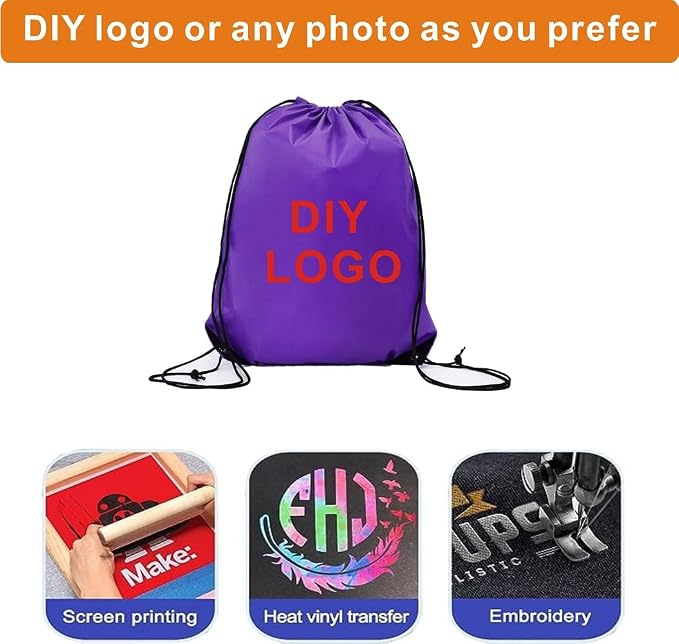 Drawstring Backpack Bulk 20 packs Draw String Backpack Bags DIY Gym Sports trip Traveling Yoga ride Pedestrianism Cinch Bag Sackpack Drawstring (purple)