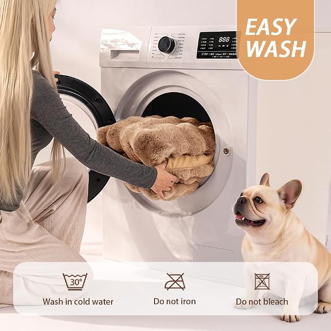 SOMAHE Plush Pet Bed Mat, Machine Washable, Medium 27x20 Latte Coffee | Machine Washable + Non-Slip Paw Bottom: plush pet mat stays fluffy and steadier for large cats and small dogs.