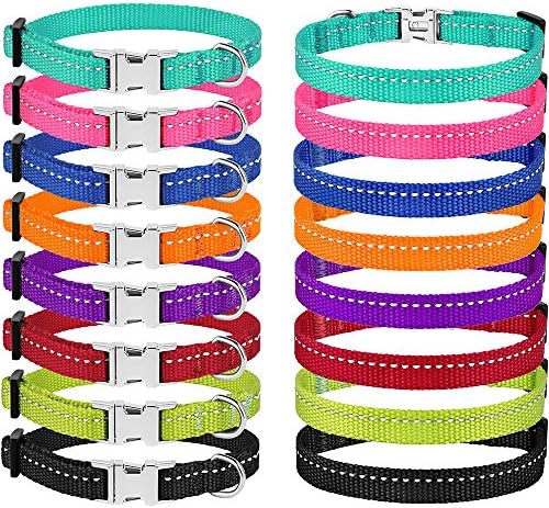 Reflective Dog Collar, Quick-Release Buckle (Purple, 7-11 Inch)