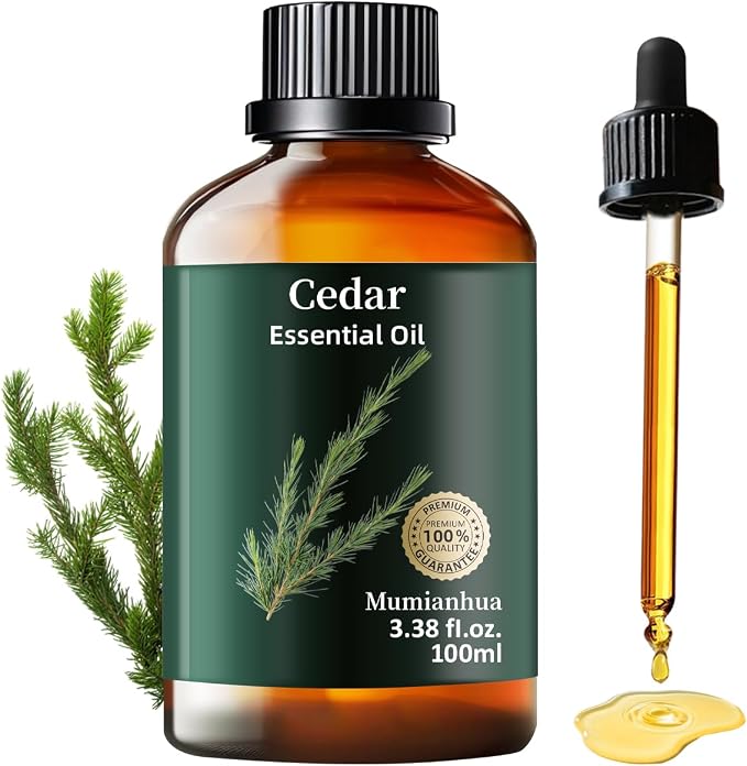 Cedarwood Essential Oil, Woodland Scent, Diffuser, Skin & Hair, 3.38 Fl Oz | Mumianhua Cedarwood Oil, Steam-Distilled. Earthy, Woody Aroma. For Pillow Mist, Diffuser Blends, Skin, Hair & DIY
