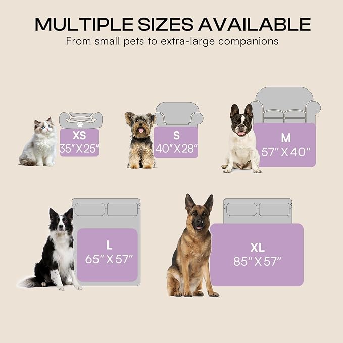 Luciphia Waterproof Pet Blanket, Washable Reversible Sherpa Fleece Throw | Liquid-proof furniture protector for bed and couch, soft reversible sherpa fleece for dogs, cats purple, L
