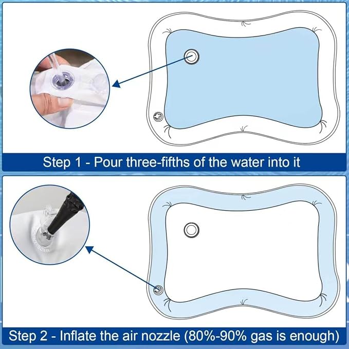 2026 Upgraded Thickened Cat Water Sensory Play Mat, Anti-Scratch Leak Proof Cooling Pad with Floating Fish Toy, Interactive Hunting Exercise Mat for Indoor Cats
