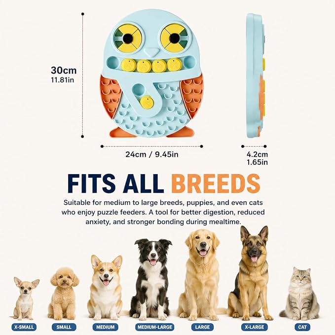 Slow Feeder Dog Bowl & Lick Mat, Interactive Puzzle Toy (Blue)