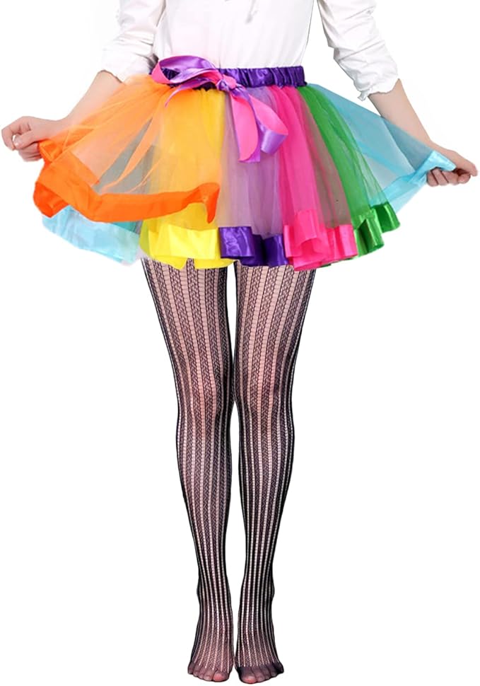 Girls Fishnet Stockings for Princess Dress High Waist Mesh Tights Cute Pattern Knit Socks