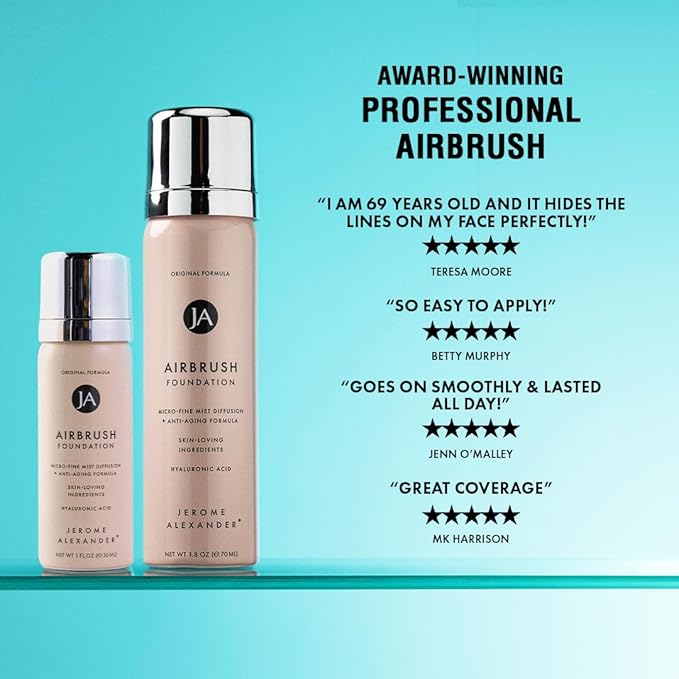 MagicMinerals AirBrush Foundation by Jerome Alexander, Mini Travel Size 1FL Oz, Easy Application Spray Makeup with Anti-aging Ingredients for Smooth Radiant Skin -Medium