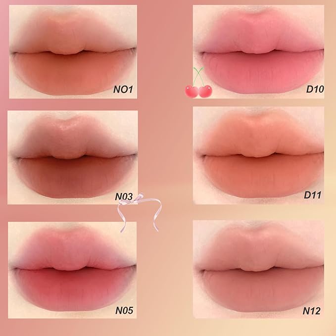 Cushion Lip Powder Cream, Matte Lip Cream - Long-Lasting & Smooth Skin, Non-Drying, Moisturizing Non-Fading Lipstick, CreaM Velvet Finish, Lightweight (N19 Rose nude)