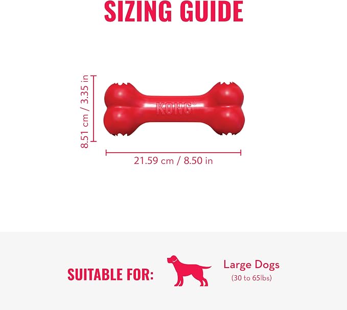 KONG Goodie Bone, Natural Rubber Treat-Dispensing Toy, Red, for Large Dogs | Classic KONG Durable Natural Rubber Bone with Goodie Grippers That Hold Treats & Support Mental Engagement