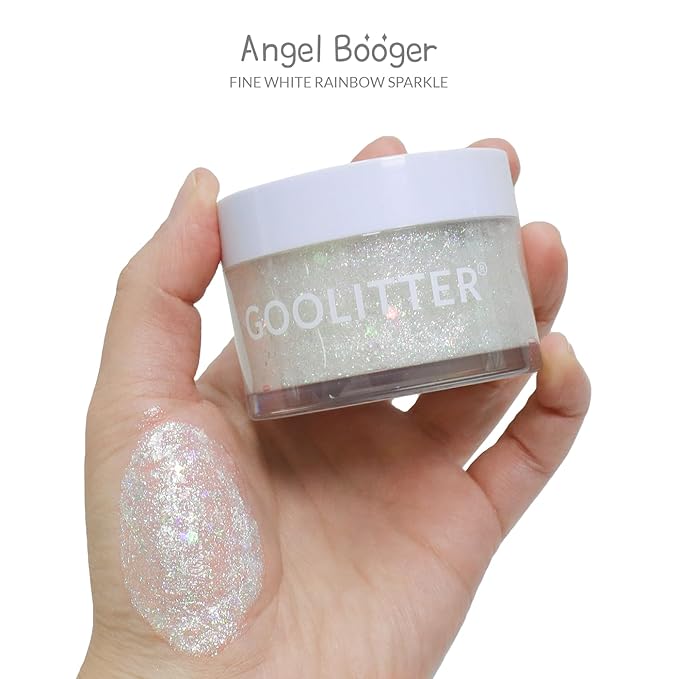 Face, Body & Hair Holographic White Glitter Gel [Angel Booger] 2oz (60mL) | Fine | K-Beauty | Halloween, Festival, EDM, Rave, Party, Concert, Costume Makeup | Vegan, Cruelty Free