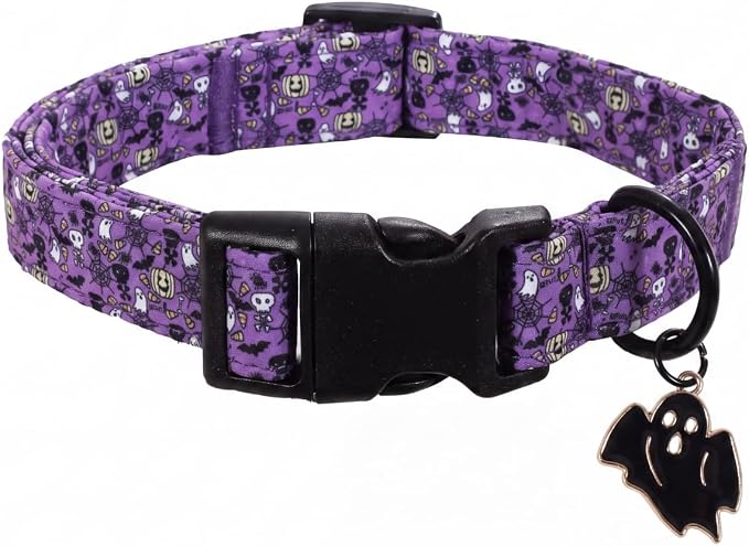 Halloween Dog Collar, Purple Puppy Collar for Small Dogs, S