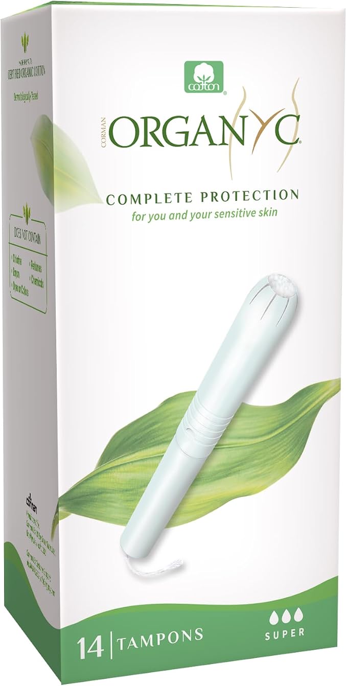 Organyc 100% Certified Organic Cotton Tampons - Cardboard Applicator, Free from Chlorine, Perfumes, Rayon, and Chemicals - Super, 14 Count