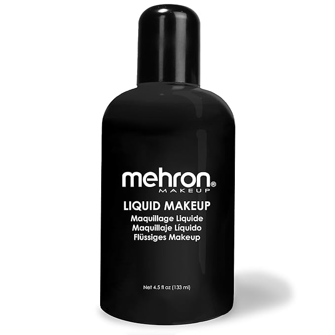 Mehron Makeup Liquid Makeup | Face Paint and Body Paint Perfect for Halloween, Cosplay I Air Brush Compatible 4.5 oz (133 ml) (Black)